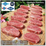 Beef Eye Fillet Mignon Has Dalam Tenderloin AGED BY GOODWINS 3-4 weeks STEER (young cattle) Australia HARVEY frozen 1/3 WELLINGTON cuts (price/pc 1kg)